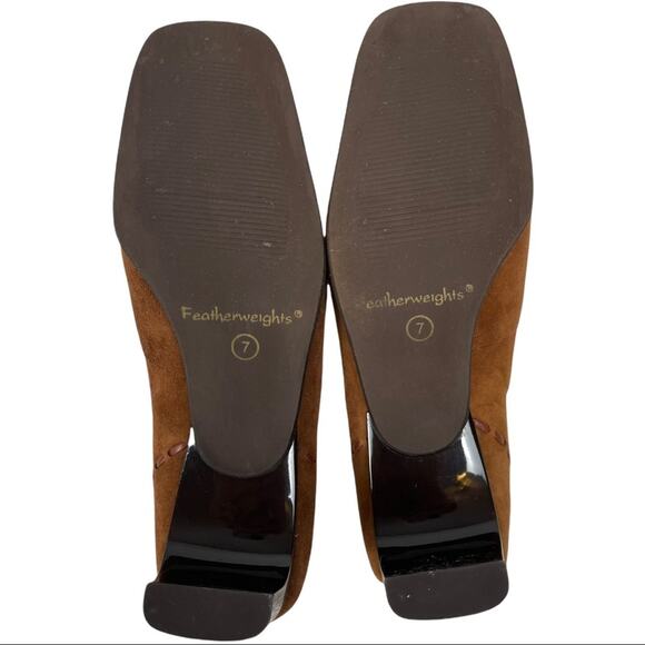 Andre Assous Featherweight Brown Suede Square Toed Shoes Size 7 - Picture 6 of 9